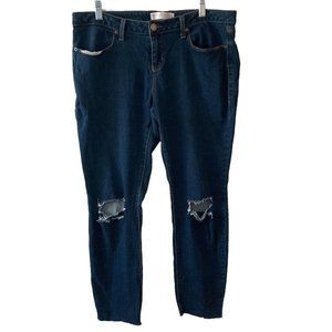 No Boundaries Jeans Womens 17 Distressed Dark Wash Stretch Raw Hem